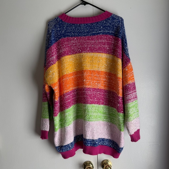 Olivia Rubin Mika Cardigan Rainbow Stripes Women’s Size Large - Picture 9 of 13